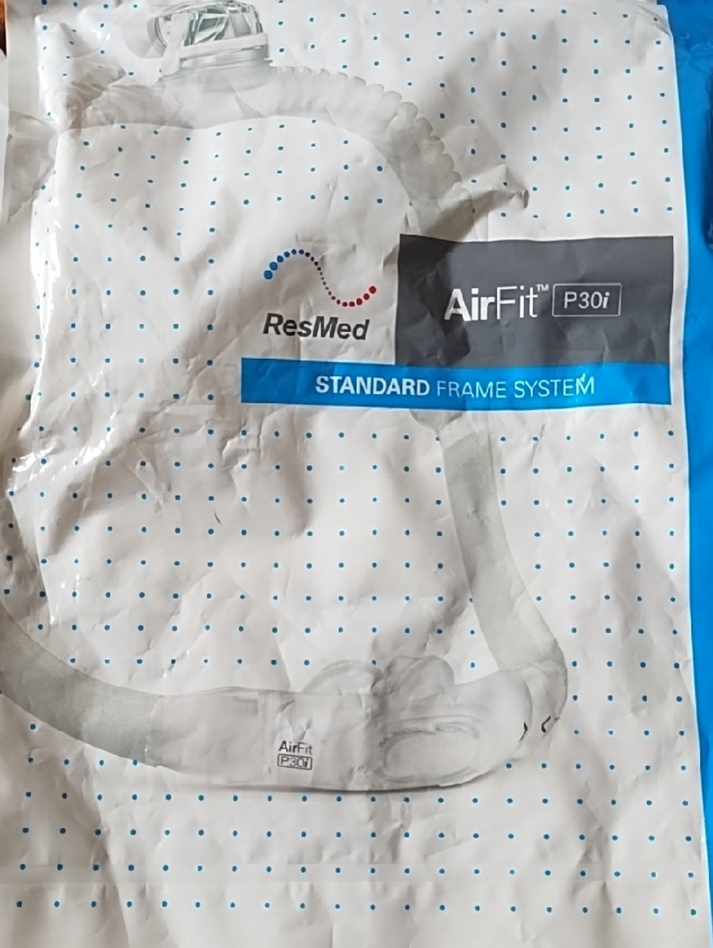 ResMed AirFit P30i Standard Frame System - White with Blue Accents